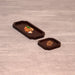 Dark walnut wooden tea trays in long and square sizes with snacks