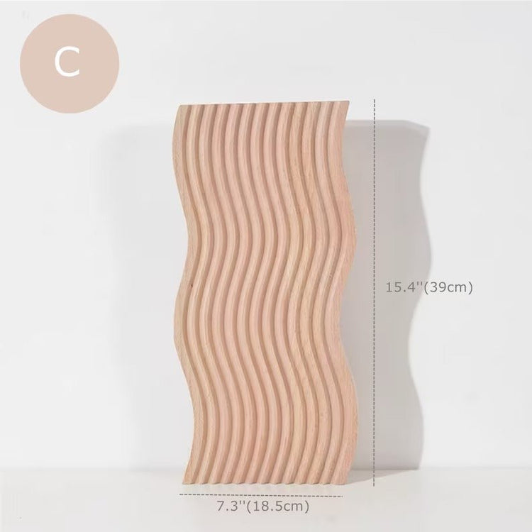 Dimension diagram of wavy edge grooved wooden tray, style C