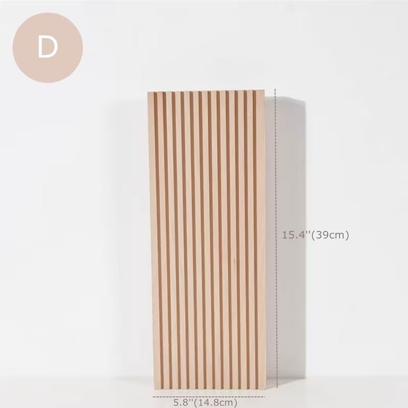 Dimension diagram of rectangular ribbed wooden tray, style D
