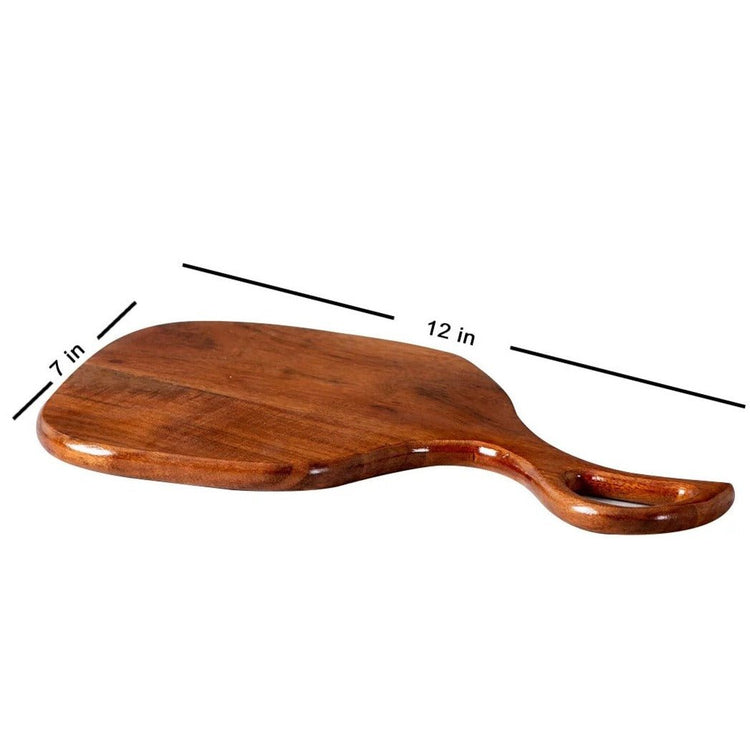 Dimension diagram of solid wood serving tray with open handle